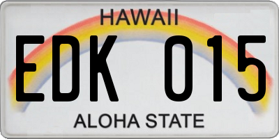 HI license plate EDK015
