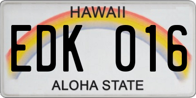 HI license plate EDK016