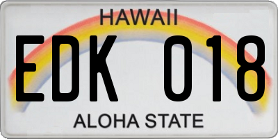 HI license plate EDK018