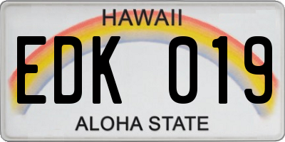 HI license plate EDK019
