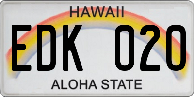 HI license plate EDK020