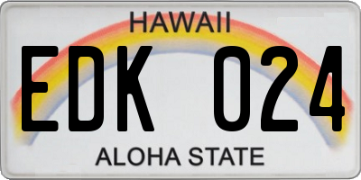 HI license plate EDK024