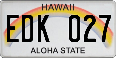 HI license plate EDK027