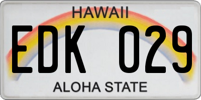 HI license plate EDK029