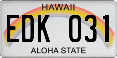 HI license plate EDK031