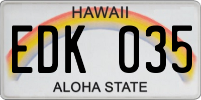 HI license plate EDK035