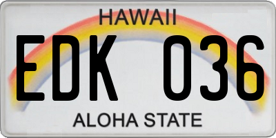 HI license plate EDK036