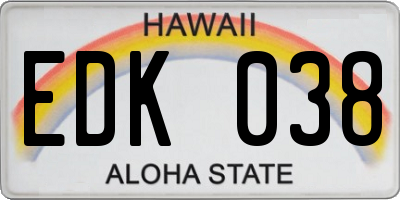 HI license plate EDK038