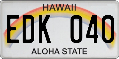 HI license plate EDK040