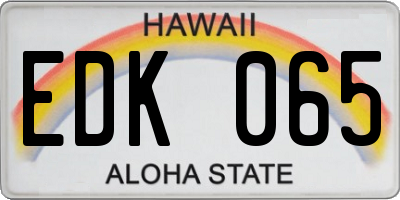 HI license plate EDK065