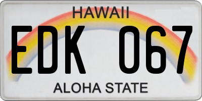 HI license plate EDK067