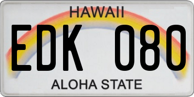 HI license plate EDK080