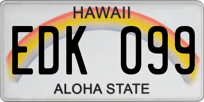 HI license plate EDK099