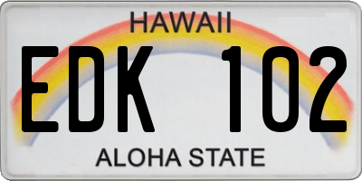 HI license plate EDK102