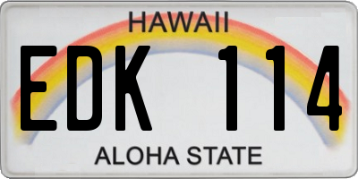 HI license plate EDK114