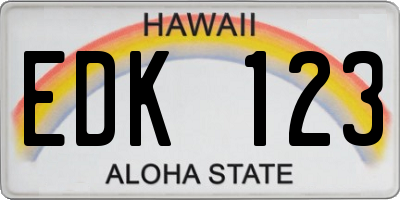 HI license plate EDK123
