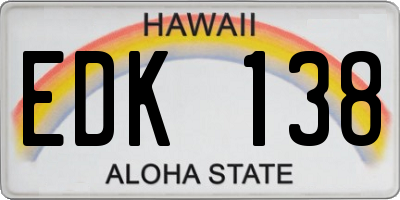 HI license plate EDK138