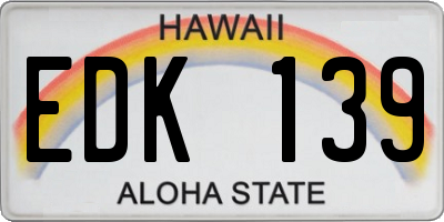 HI license plate EDK139