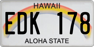 HI license plate EDK178