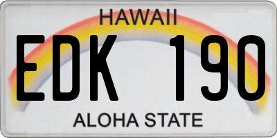 HI license plate EDK190