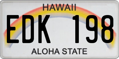 HI license plate EDK198