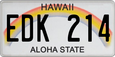 HI license plate EDK214