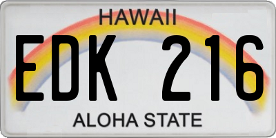 HI license plate EDK216