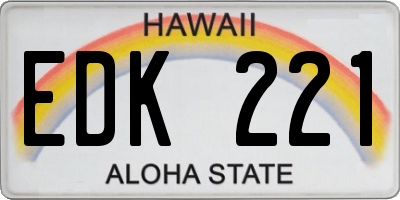 HI license plate EDK221