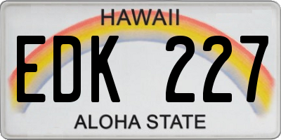 HI license plate EDK227