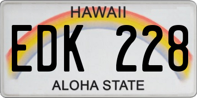 HI license plate EDK228