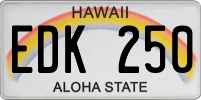 HI license plate EDK250
