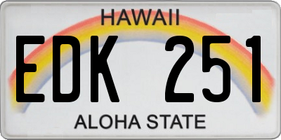 HI license plate EDK251