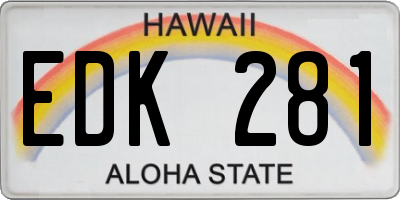 HI license plate EDK281