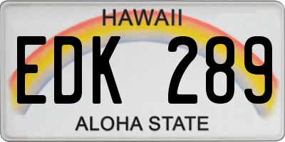 HI license plate EDK289