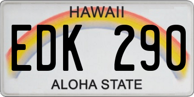 HI license plate EDK290