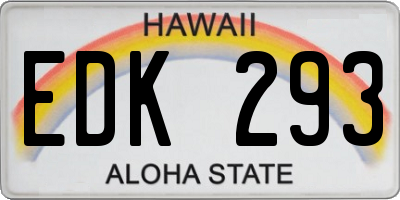 HI license plate EDK293