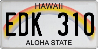HI license plate EDK310