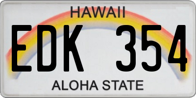HI license plate EDK354
