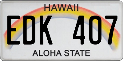 HI license plate EDK407