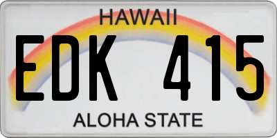 HI license plate EDK415
