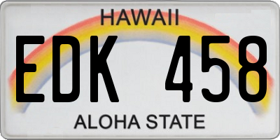 HI license plate EDK458
