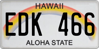 HI license plate EDK466