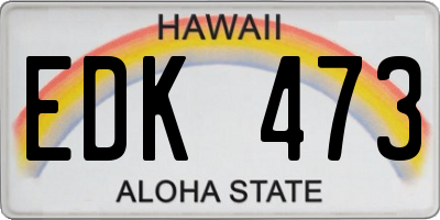 HI license plate EDK473