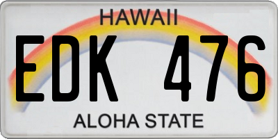 HI license plate EDK476