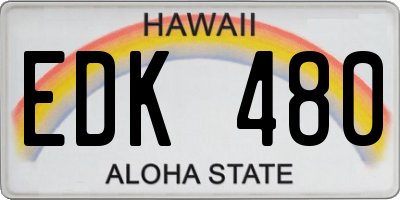 HI license plate EDK480