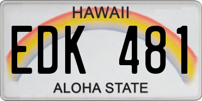 HI license plate EDK481
