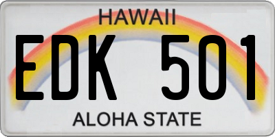 HI license plate EDK501