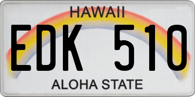HI license plate EDK510