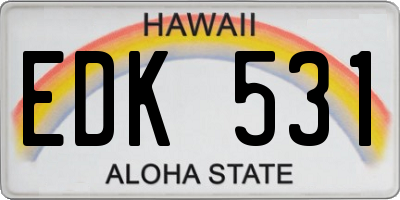 HI license plate EDK531