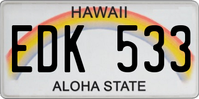 HI license plate EDK533